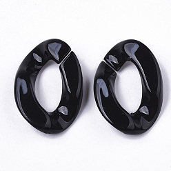 Black Opaque Acrylic Linking Rings, Quick Link Connectors, for Curb Chains Making, Twist, Black, 30x21x6mm, Inner Diameter: 16x8mm