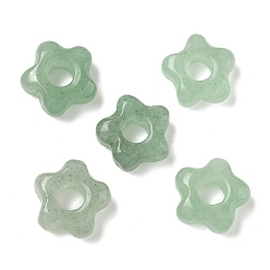 Зеленый Авантюрин Натуральный зеленый авантюрин европейский бисер, цветочные большое отверстие бусы, 14~15x14~15x5.5~6 мм, отверстие : 5 мм