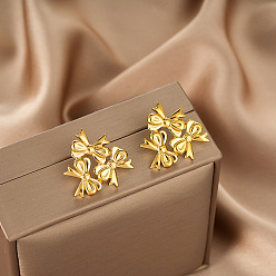 Bowknot 304 из нержавеющей стали серьги, золотые, бантом, 22 мм