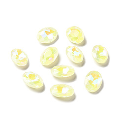 Свет Топаз Стеклянные кабошоны со стразами в флуоресцентном стиле мокко, назад назад, овальные, светлый топаз, 18x13x5.5 мм