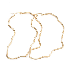 Золотой Серьги из 201 нержавеющей стали, с 304 штифтов из нержавеющей стали, Карта Африки, золотые, 66.5x55.5x2 мм, 12 датчик, штифты : 1x0.7 мм