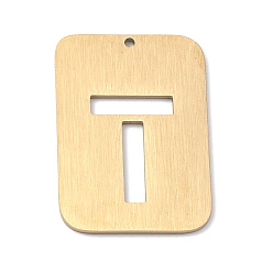 Letter T Ionenbeschichtung (IP) 304 Edelstahlanhänger, Rechteck mit Alphabet, hohl, letter.t, 32x22x1 mm, Bohrung: 1.5 mm