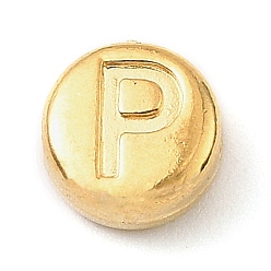 Letter P 304 из нержавеющей стали бусы, плоские круглые с буквы, золотые, Письмо P, 7x3.5 мм, отверстие : 1.7 мм