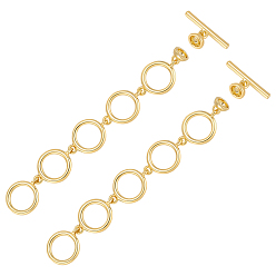 Золотой 2шт латунные застежки, золотые, 63x9x2.5 мм, отверстие : 3 мм