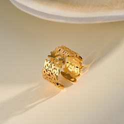 Doré  Manchette large irrégulière en acier inoxydable avec anneaux ouverts pour femmes, or, diamètre intérieur: 304 mm