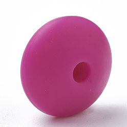 Orchid Food Grade Eco-Friendly Silicone Beads, Chewing Beads For Teethers, DIY Nursing Necklaces Making, Rondelle, Orchid, 12x6~7mm, Hole: 2mm