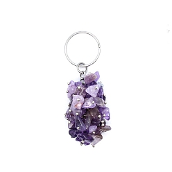 Amethyst Natural Amethyst Chip Cluster Beads Keychains, 8.4x2.4cm