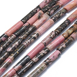Родонит Природные родонит бисер нитей, колонка, 11~15x3.5~4.5 мм, отверстие : 1~1.2 мм, около 28~30 шт / нитка, 15.1~15.9 дюйм (38.5~40.5 см)