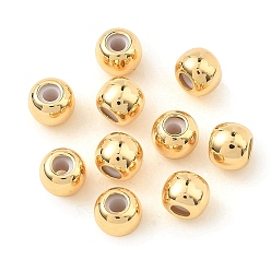 Real 18K Gold Plated SHEGRACE Brass Beads, Round, with Rubber Inside, Cadmium Free & Nickel Free & Lead Free, Real 18K Gold Plated, 3x4mm, Hole: 1.2mm
