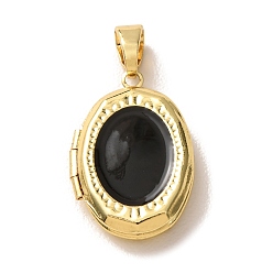 Черный Латунь эмаль Locket подвески, овальные амулеты, чёрные, 16x23.5x4.5 мм, отверстие : 5.5~6x4 мм, Внутренние размеры: 14x10 mm
