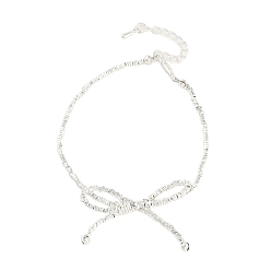 Платинированный Латунные браслеты с подвесками для женщин, бантом, Реальная платина, 6-1/2 дюйм (16.5 см)