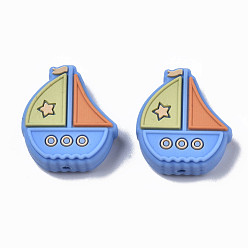 Васильковый Пищевые экологически чистые силиконовые фокусные шарики, лодка, васильковый, 28x25x9 мм, отверстие : 2 мм