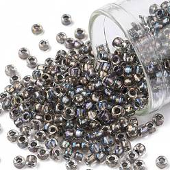 (266) Inside Color Gold Luster Crystal/Opaque Gray Круглые бусины toho, японский бисер, (266) внутри цвет золотой блеск кристалл / непрозрачный серый, 8/0, 3 мм, отверстие : 1 мм, Около 10000 шт / фунт