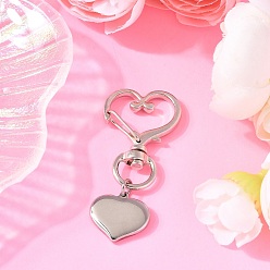 Сердце 304 брелки из нержавеющей стали, сердце, с цинкового сплава, платина, сердце, 52.5 мм