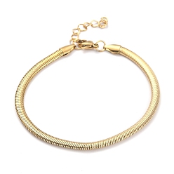 Золотой Ионное покрытие (ip) 304 плоские браслеты в виде змеиной цепочки из нержавеющей стали, с карабин-лобстерами , золотые, 8 дюйм (20.3 см)