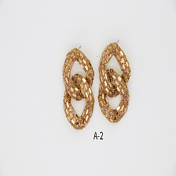 Перу Серьги-гвоздики из сплава и стекла, овальные цепи бордюров, Перу, 60x35 мм