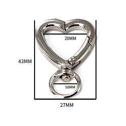 Сердце Цинковые поворотные застежки, для изготовления пакетов, сердце, 43x27x4 мм, отверстия : 10 mm и 20 мм