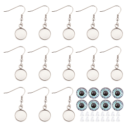 Нержавеющая Сталь Цвет Набор для самостоятельного изготовления сережек-подвесок в виде драконьего глаза, включая 304 крючки из нержавеющей стали с лотками, Кабошоны из стекла, цвет нержавеющей стали, 200 шт / коробка