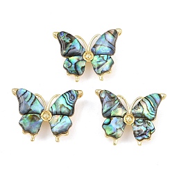 Разноцветный Брошь латунный корпус, стойки покрытие, бабочка, красочный, 24x31 мм