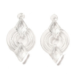 Clear Transparent Acrylic Pendants, Rhombus & Ring Charms, Clear, 37x21x6mm, Hole: 1.6mm, about 446pcs/500