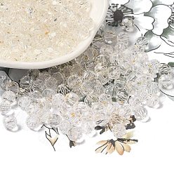 Бежевый Прозрачные цвета стеклянные круглые бусины, круглое отверстие, граненые, бежевые, 6x5.5 мм, отверстие : 1.2 мм, Около 2000 шт / фунт