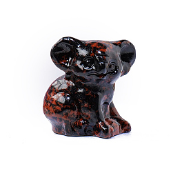 Обсидиан Украшение дисплея скульптуры из натурального обсидиана, для домашнего офисного стола, коала, 32x30 мм