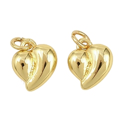 Настоящее золото 18K Латунные подвески, сердце прелести, с целью перехода в кольце, реальный 18 k позолоченный, 9x8x3.5 мм, отверстие : 2.5 мм