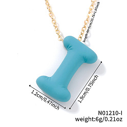 Letter I Ожерелья с подвесками из сплава, золотые, темные бирюзовый, Буква "i", 15.75 дюйм (40 см)