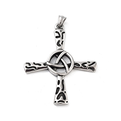Античное Серебро Ретро 304 из нержавеющей стали большие кулоны, крест очарование, античное серебро, 66.5x54.5x5 мм, отверстие : 5x6 мм