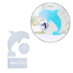 Dolphin Рамка для фотографий, украшение для дисплея, сделай сам, силуэт, силиконовые формы для кабошонов, формы для литья смолы, для уф-смолы, изготовление изделий из эпоксидной смолы, дельфин, 62~173x62~153x16 мм, отверстие : 4.8 мм