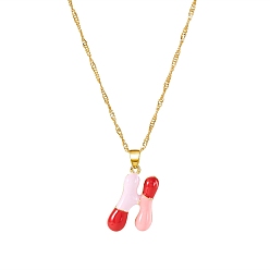 Letter H Ожерелья-подвески с эмалью из дофаминового сплава и сингапурской цепочкой, буквы, Письмо ч, 21.65 дюйм (55 см)