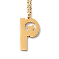 Letter P 304 подвесные из нержавеющей стали ожерелья, буквы, Письмо P, 15.75 дюйм (40 см), Кулон : 23.5x12.5x1.5 мм