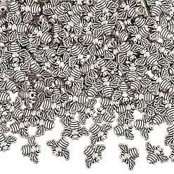 Argent Antique 150 Perles en alliage de style tibétain, abeilles, sans cadmium et sans plomb, argent antique, 10x14x3.5mm, Trou: 1.5mm