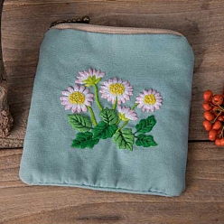 Цветок Наборы для вышивания кошелька для монет для начинающих, наборы для вышивки мешочка для монет своими руками, Набор для рукоделия «Кошелек для мелочи» ручной работы с инструкцией и застежкой-молнией, цветок, 120 мм