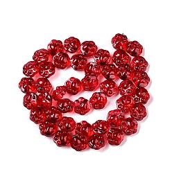 (123L) Белый крем непрозрачный блеск Прозрачные стеклянные бусины гальваническим пряди, печать кошачьей лапы, огнеупорный кирпич, 14x15x8.5 мм, отверстие : 1 мм, около 45 шт / нитка, 24.80'' (63 см)