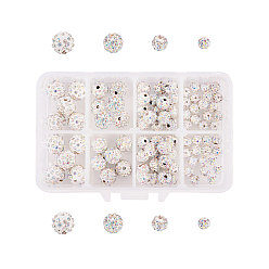 Crystal AB Handmade Polymer Clay Glass Rhinestone Beads, Disco Ball Beads, Crystal AB, 6mm/8mm/10mm/12mm, Hole: 1~2mm, 102pcs/box