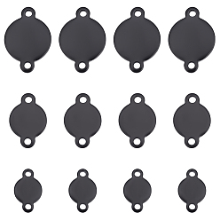 Electrophoresis Black 48шт 3 стили 304 подвески из нержавеющей стали, плоско-круглые, электрофорез черный, 6~10x9.5~14.5x0.7~0.8 мм, отверстие : 1~1.4 мм, 16 шт / стиль