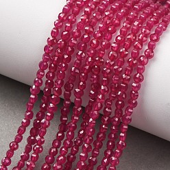 Red Corundum Нити бусин из красного корунда, выращенного в лаборатории, граненые, плоско-круглые, 3~3.3x2.5~2.7 мм, отверстие : 0.7 мм, около 128 шт / нитка, 15.16'' (38.5 см)
