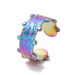 Rainbow Color Ионное покрытие (ip) 304 плоская открытая манжета из нержавеющей стали для женщин, Радуга цветов, размер США 8 1/2 (18.5 мм)