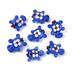 Королевский синий Бусы лэмпворк ручной работы, рыба и цветок, королевский синий, 16~19x20.5~24x11~14 мм, отверстие : 1.2~2 мм, около 19~20 шт / нитка, 10.24~11.22 дюйм (26~28.5 см)
