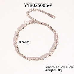 Нержавеющая Сталь Цвет 304 из нержавеющей стали цепи поворот ссылка браслеты для женщин, цвет нержавеющей стали, 6-7/8 дюйм (17.5 см)