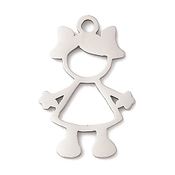 Нержавеющая Сталь Цвет 201 подвески из нержавеющей стали, очарование девушки, лазерная резка, цвет нержавеющей стали, 17.5x11.5x1 мм, отверстие : 1.4 мм