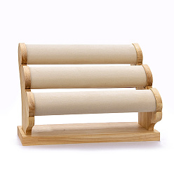 Античный Белый 3 стойка держателя браслета стержня из микрофибры, органайзер для ювелирных изделий из дерева, деревесиные, старинный белый, 20x29.5x21.2 см