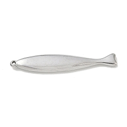 Color de Acero Inoxidable 304 colgantes de acero inoxidable, encantos de pescado, color acero inoxidable, 44x8x3.5 mm, agujero: 1.2 mm
