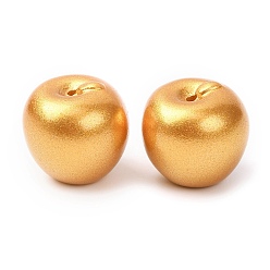 Золотистый Непрозрачные смоляные бусины, окрашенные аэрозольной краской., имитация еды, яблоко, золотые, 18x17.5 мм, отверстие : 1.5 мм