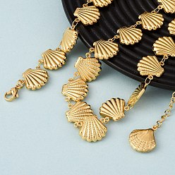 Shell Shape Пляж 304 Цепочки из нержавеющей стали с изображением морских животных для женщин, золотые, формы раковины, 17.60 дюйм (44.7 см)