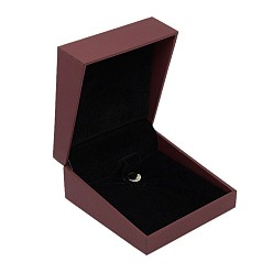Indian Red Square Leather Bracelet & Bangle Gift Boxes with Black Velvet, Indian Red, 8.5x9x4.3cm