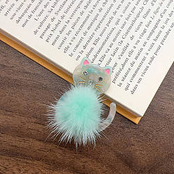 Светло-голубой Заколки для волос из плюшевой целлюлозы и ацетата аллигатора, аксессуары для волос для женщин и девочек, форма кошки, светло-голубой, 53 мм