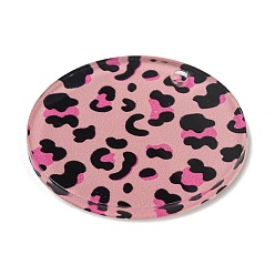 Pink Mother's Day Opaque Acrylic Pendants, Flat Round with Word, Pink, 45x3mm, Hole: 3.5mm