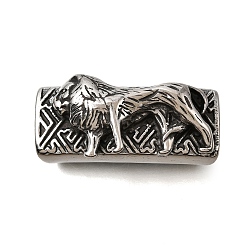 Лев 304 из нержавеющей стали слайд прелести, для изготовления кожаных браслетов, прямоугольные, античное серебро, лев, 39x18x13.5 мм, отверстие : 13x6.5 мм